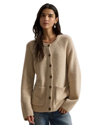 Cashmere Crewneck Cardigan Sweater