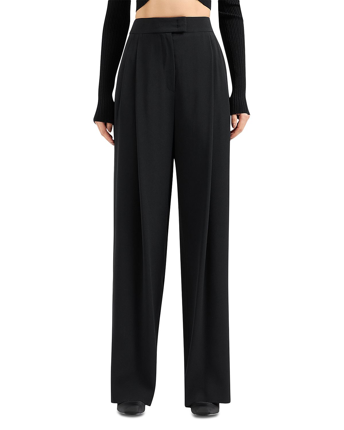 Emporio Armani Pleated Waist Satin Pants