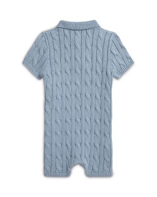 Boys' Cable Knit Cotton Polo Shortall - Baby