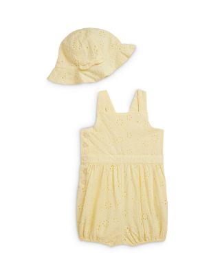 Girls' Eyelet Cotton Bubble Shortall & Hat - Baby