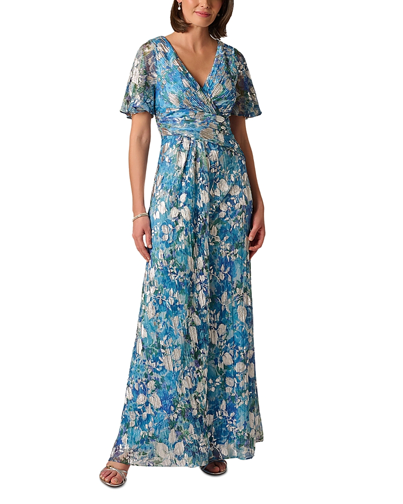 Adrianna Papell Pleated Metallic Dress