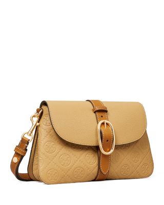 Small Double T Monogram Pebbled Leather Shoulder Bag