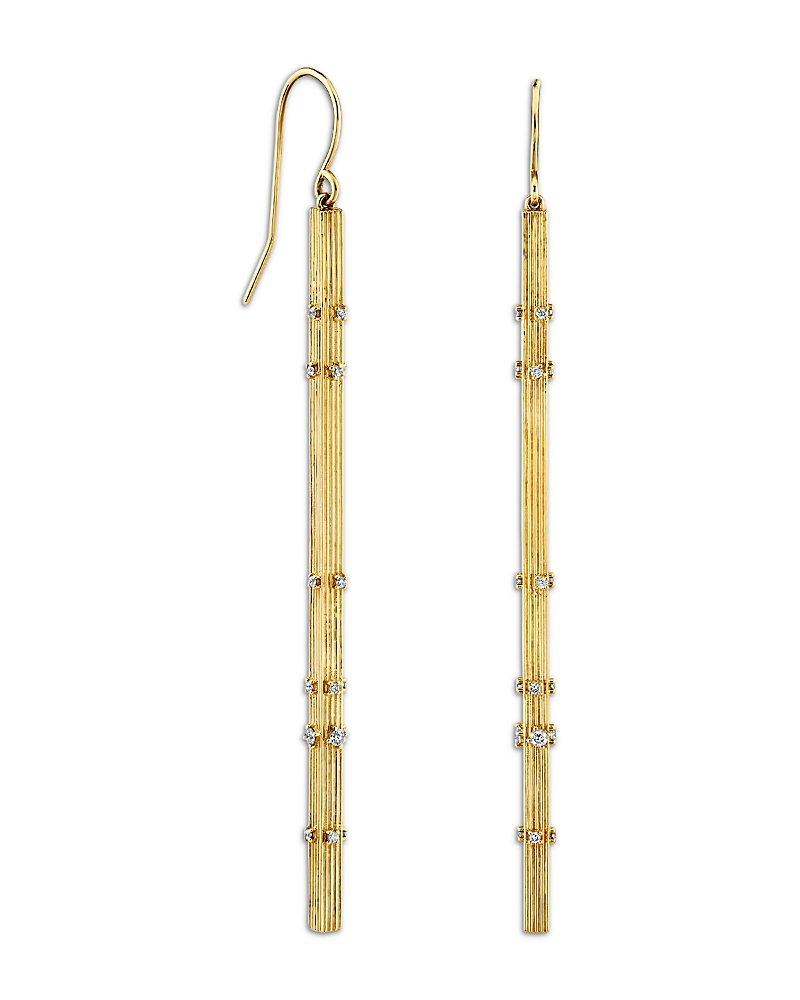 Sydney Evan 14K Yellow Gold Diamond Fluted Bar Earrings