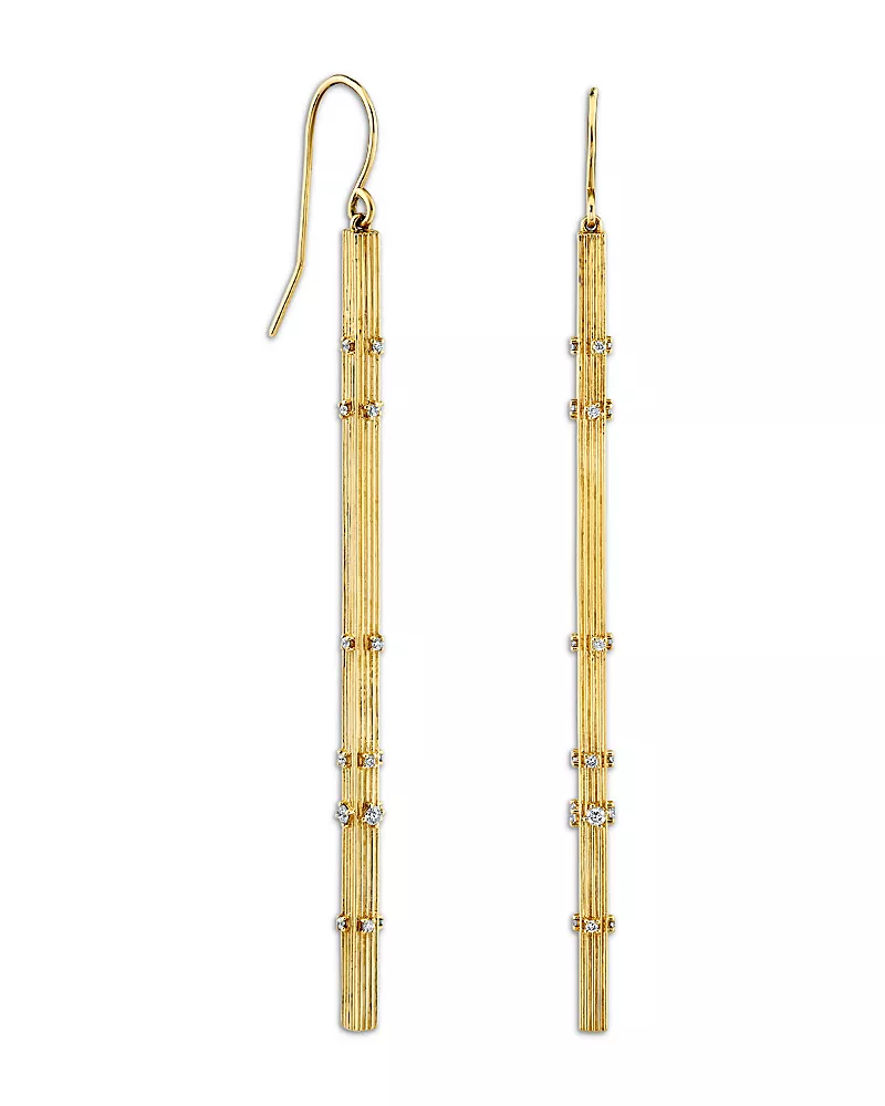 Sydney Evan 14K Yellow Gold Diamond Fluted Bar Earrings