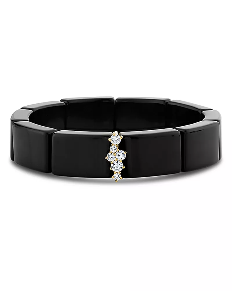 Sydney Evan 14K Yellow Gold Cocktail Diamond & Square Bead Onyx Bracelet