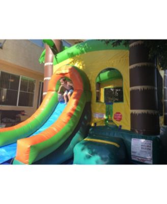 Inflatable Bounce House with Slide (Without Blower) Backyard Inflatable Bouncy House - Built-In Bladder Water Misting System for Kids