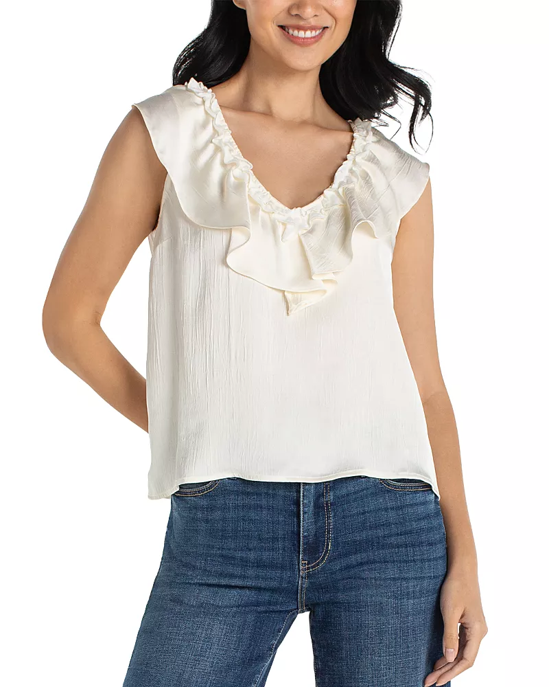 Liverpool Los Angeles Ruffled Sleeveless Top