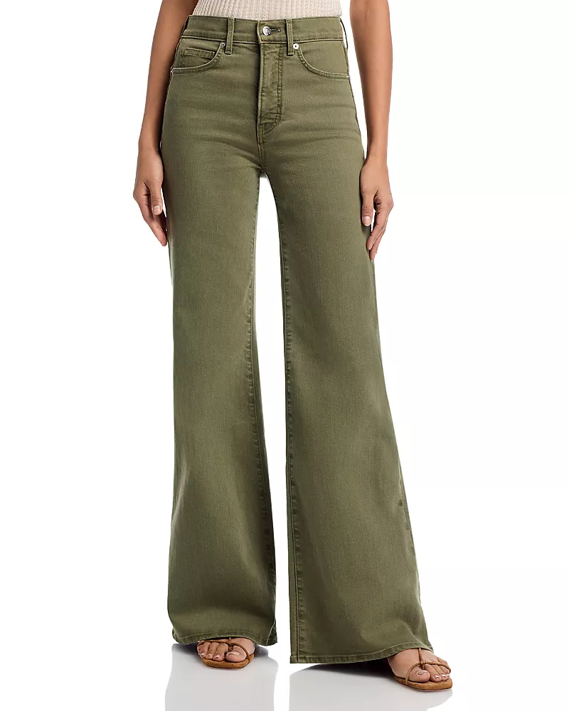 Veronica Beard Joplin High Rise Wide Flare Jeans in Army