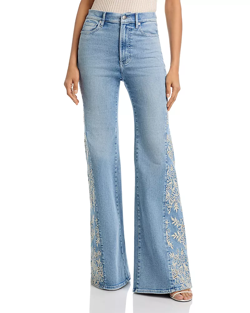 Veronica Beard Joplin High Rise Wide Flare Leg Jeans in Silverwood Moon