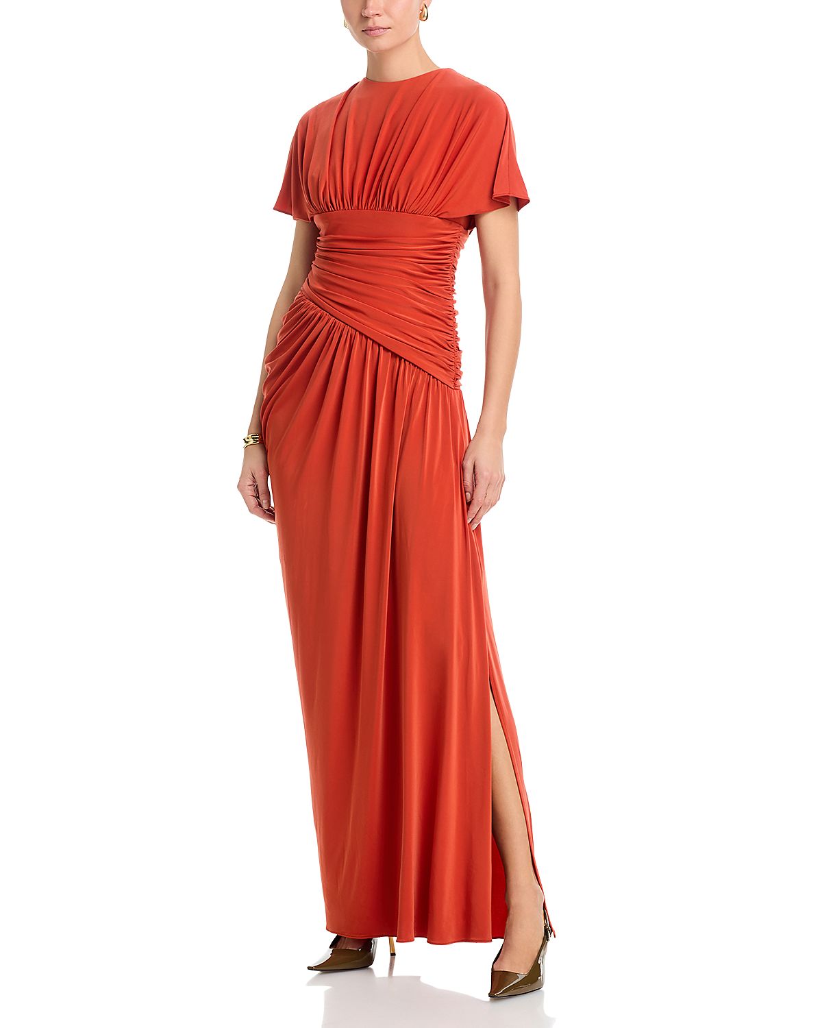 Amsale Matte Jersey Asymmetric Gathered Gown