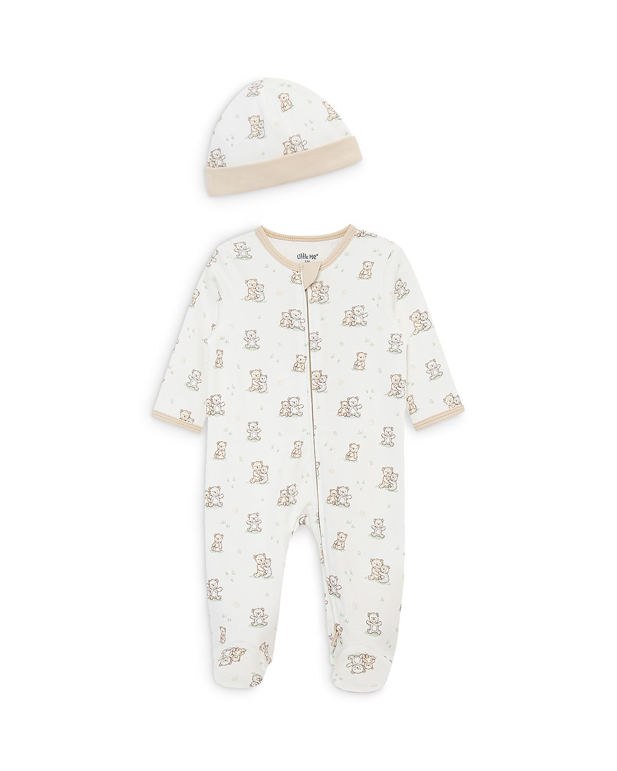 Little Me Boys' Fuzzy Bears Footie with Hat - Baby