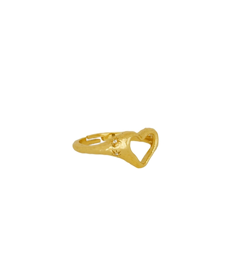 Ottoman Hands Outline Heart Stacking Ring