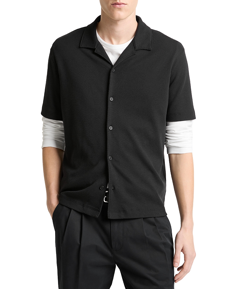 Vince Mesh Knit Short Sleeve Cabana Shirt