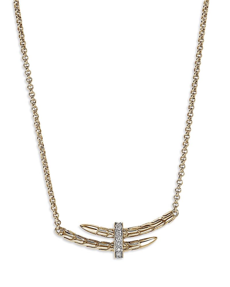 John Hardy 14K Yellow Gold Spear Diamond Bypass Pendant Necklace, 16