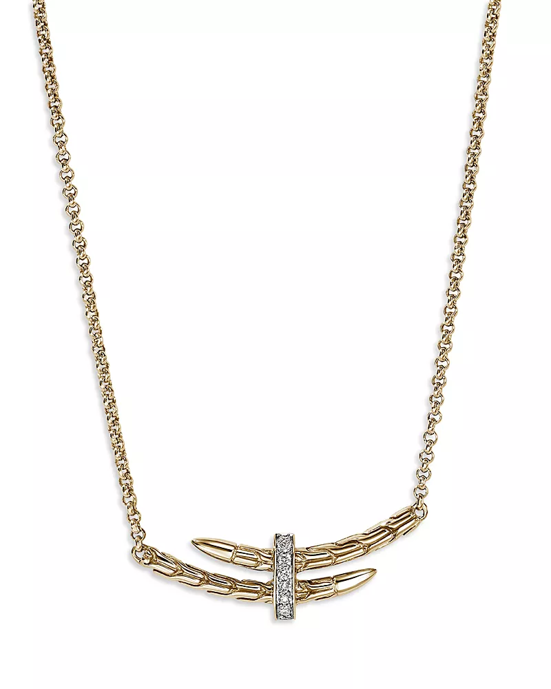 John Hardy 14K Yellow Gold Spear Diamond Bypass Pendant Necklace, 16