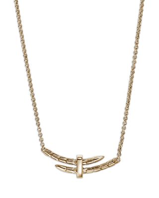 14K Yellow Gold Spear Diamond Bypass Pendant Necklace, 16-18"