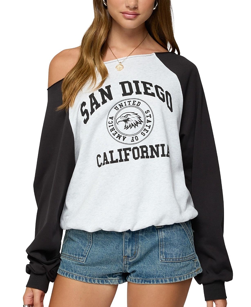 Edikted San Diego Off Shoulder Raglan Sweatshirt
