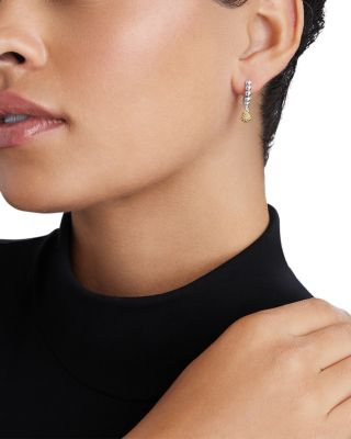 18K Yellow Gold & Sterling Silver Caviar Icon Ball Dangle Beaded Hoop Earrings