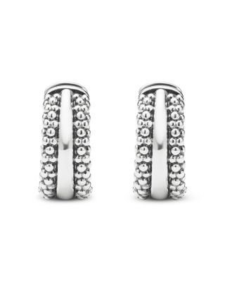 Sterling Silver Signature Caviar Huggie Hoop Earrings