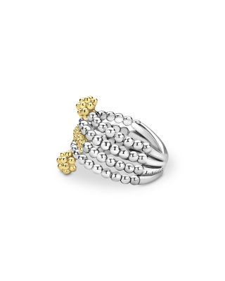 18K Yellow Gold & Sterling Silver Caviar Icon Beaded Wrap Ring