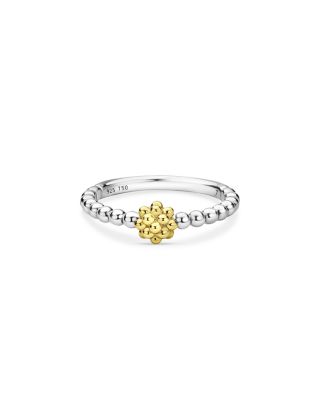 18K Yellow Gold & Sterling Silver Caviar Icon Beaded Stack Ring