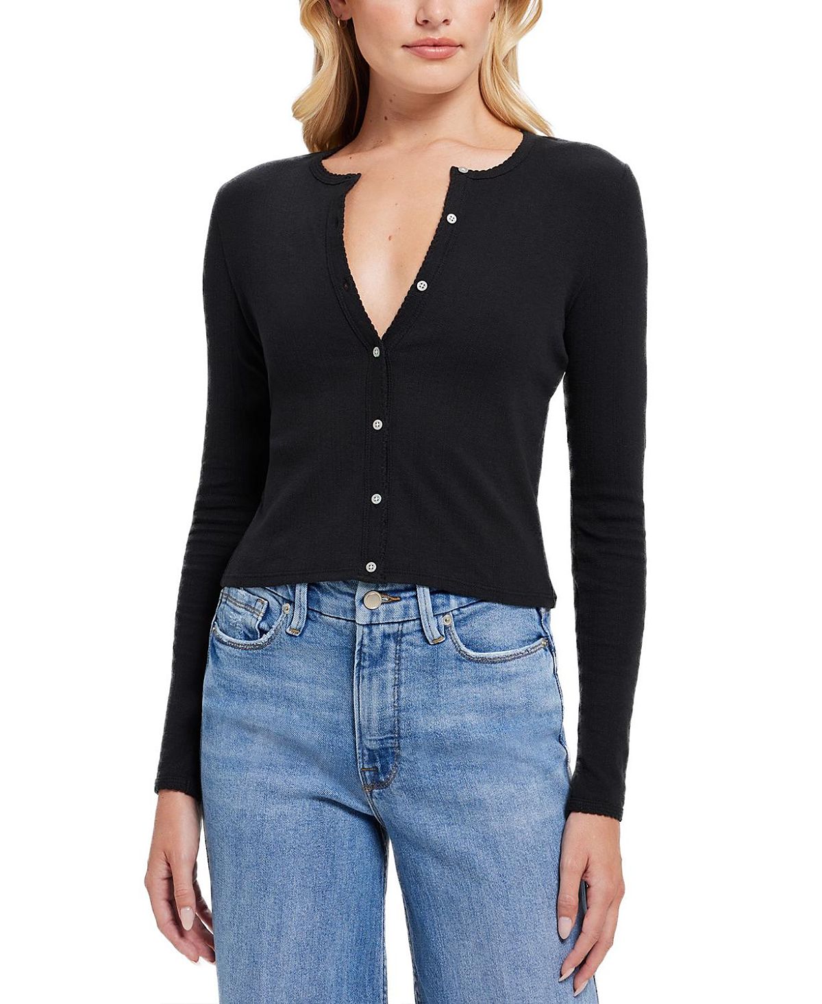 Goldie Lewinter Pointelle Crop Cardigan