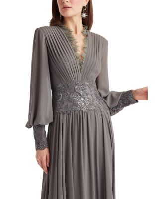  Mariela Embellished Blouson-Sleeve Gown