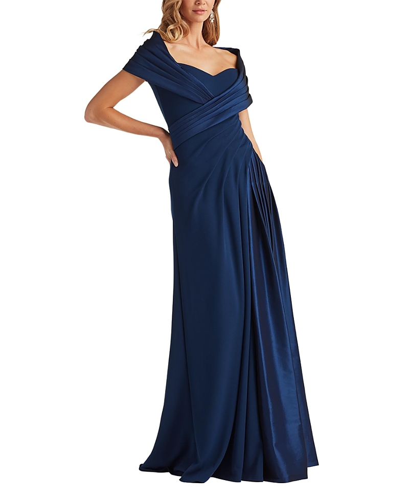 Tadashi Shoji Milica Draped Portrait Collar Gown