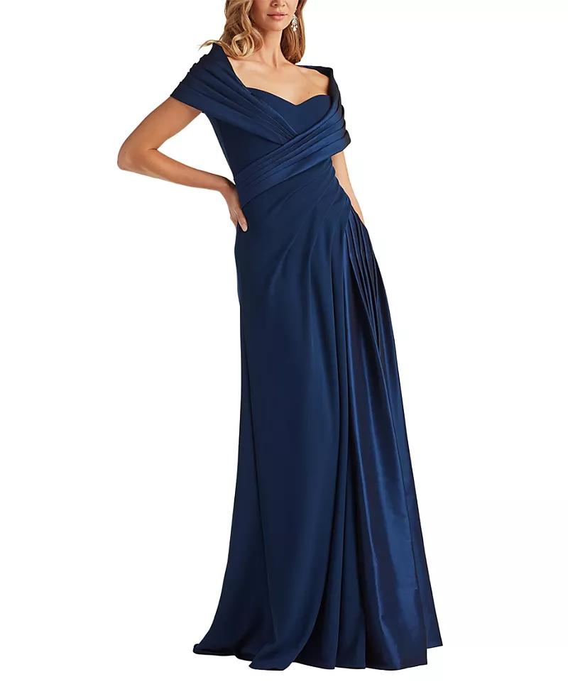 Tadashi Shoji Milica Draped Portrait Collar Gown