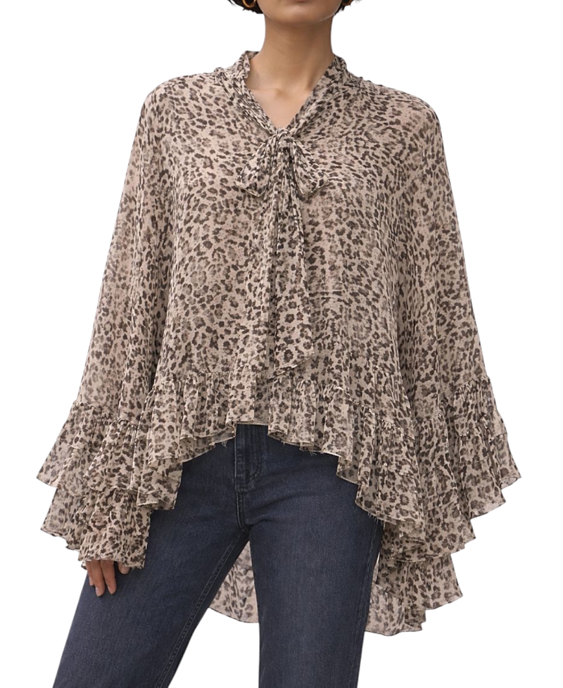 Mint Velvet Women's Leopard Print Ruffle Blouse