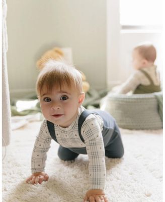 Unisex Cotton Floral Plaid Collection Bodysuit + Overalls - Baby, Little Kid