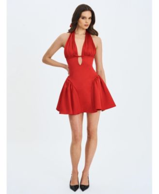  Peyton Plunging Halter Keyhole Mini Dress