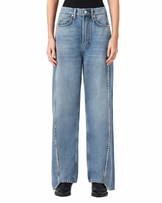 Frankie Mid Rise Studded Jeans in Vintage Indigo