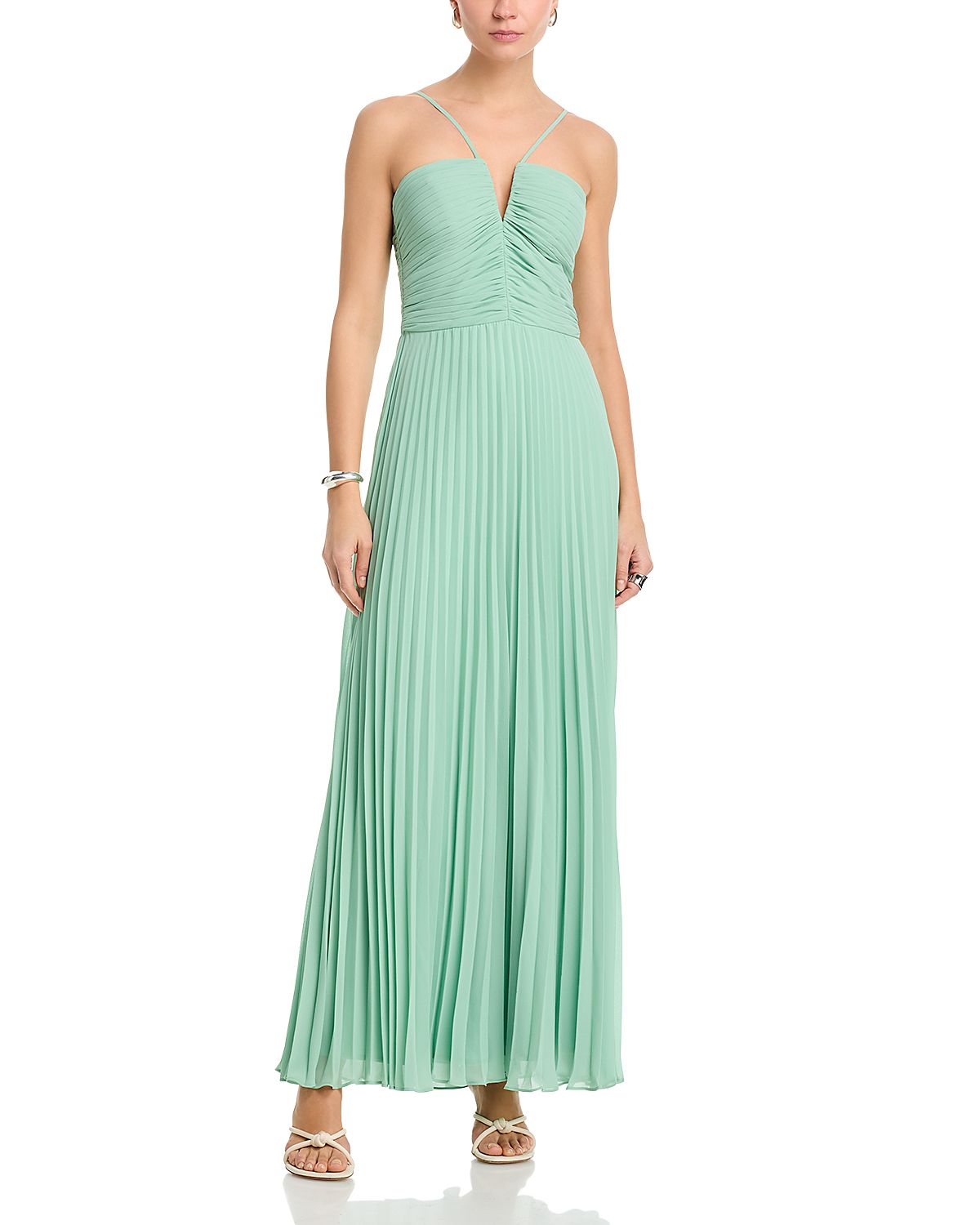 Aqua V Neck Chiffon Dress - Exclusive