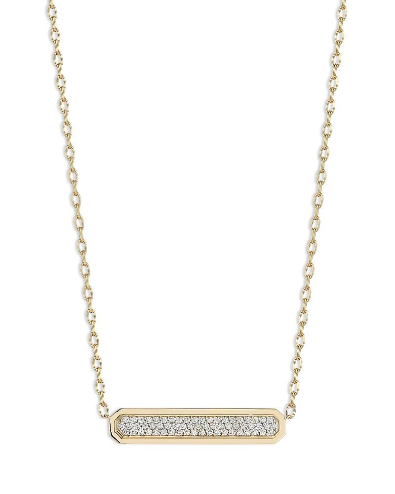 Walters Faith 18K Yellow Gold Diamond Carrington Id Bar East West Pendant Necklace, 18