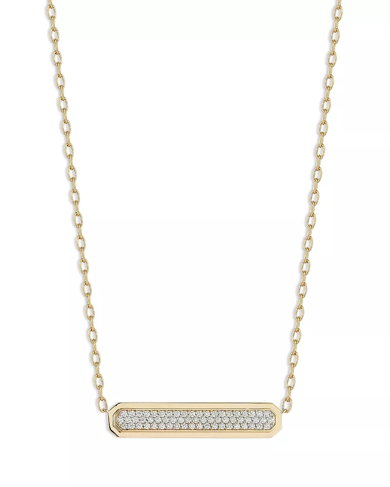 Walters Faith 18K Yellow Gold Diamond Carrington Id Bar East West Pendant Necklace, 18