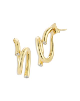 18K Yellow Gold Diamond Duet Thoby Spiral Earrings