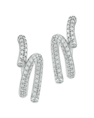 18K White Gold Diamond Duet Thoby Spiral Earrings