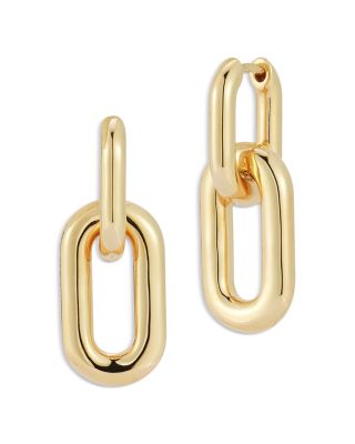 18K Yellow Gold Morrell Drop Huggie Hoop Earrings