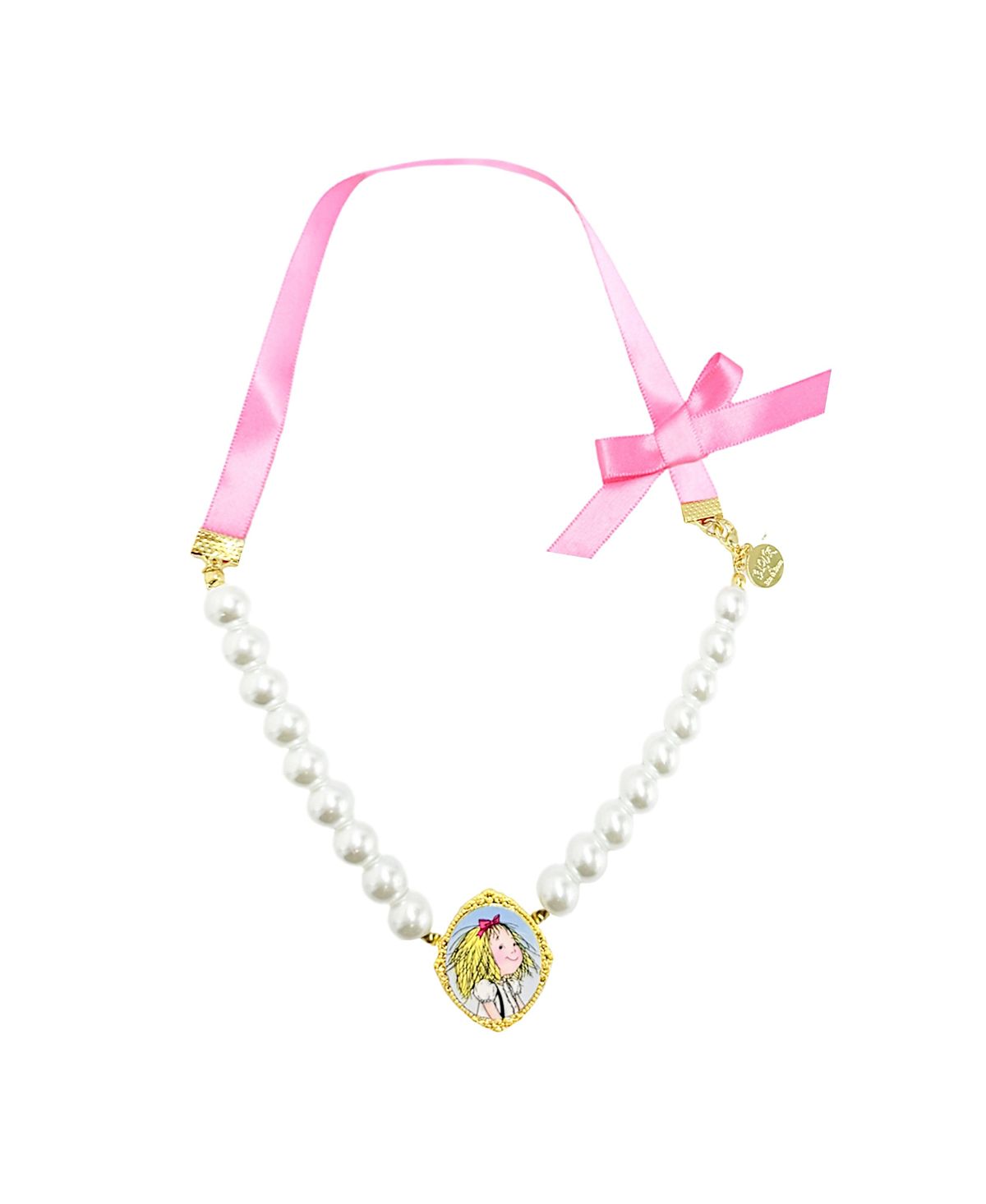 Bits & Bows Girls' Eloise Bow Pearls Cameo Necklace - Little Kid, Big Kid