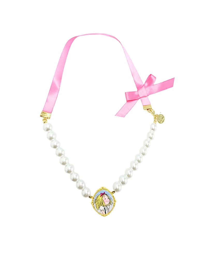 Bits & Bows Girls' Eloise Bow Pearls Cameo Necklace - Little Kid, Big Kid