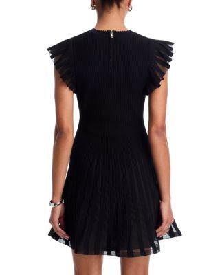 Sheer Flutter Sleeve Knit Dress