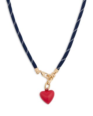 Long Happy Cord Mini Heart Pendant Necklace, 34"