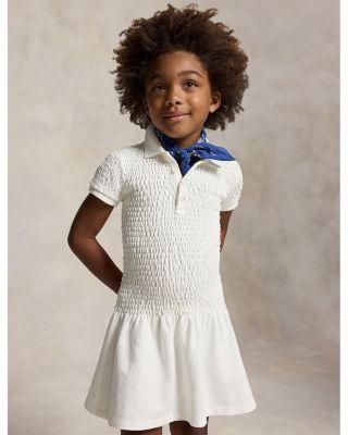 Girls' Smocked Stretch Mesh Polo Dress - Little Kid