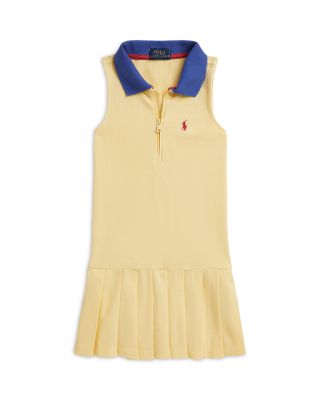 Girls' Pleated Mesh Quarter-Zip Polo Dress - Little Kid