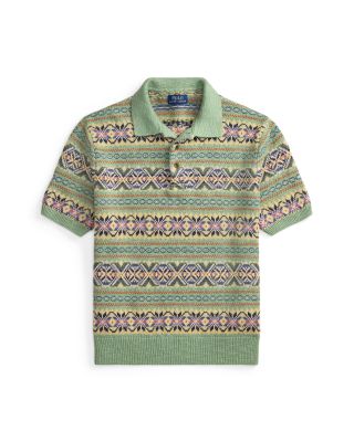 Fair Isle Polo-Collar Sweater