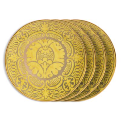 Fortuny Orsini Yellow Dessert Plate, Set of 4