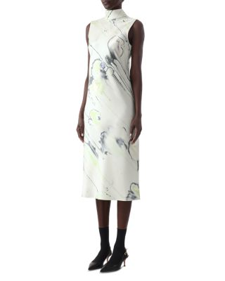 Watercolor Floral Bias Midi Dress