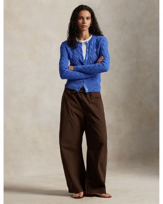 Crewneck Cable Knit Cardigan Sweater