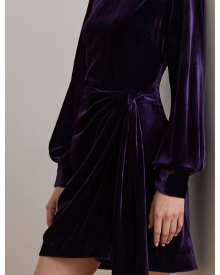 Tie-Front Velvet Cocktail Dress